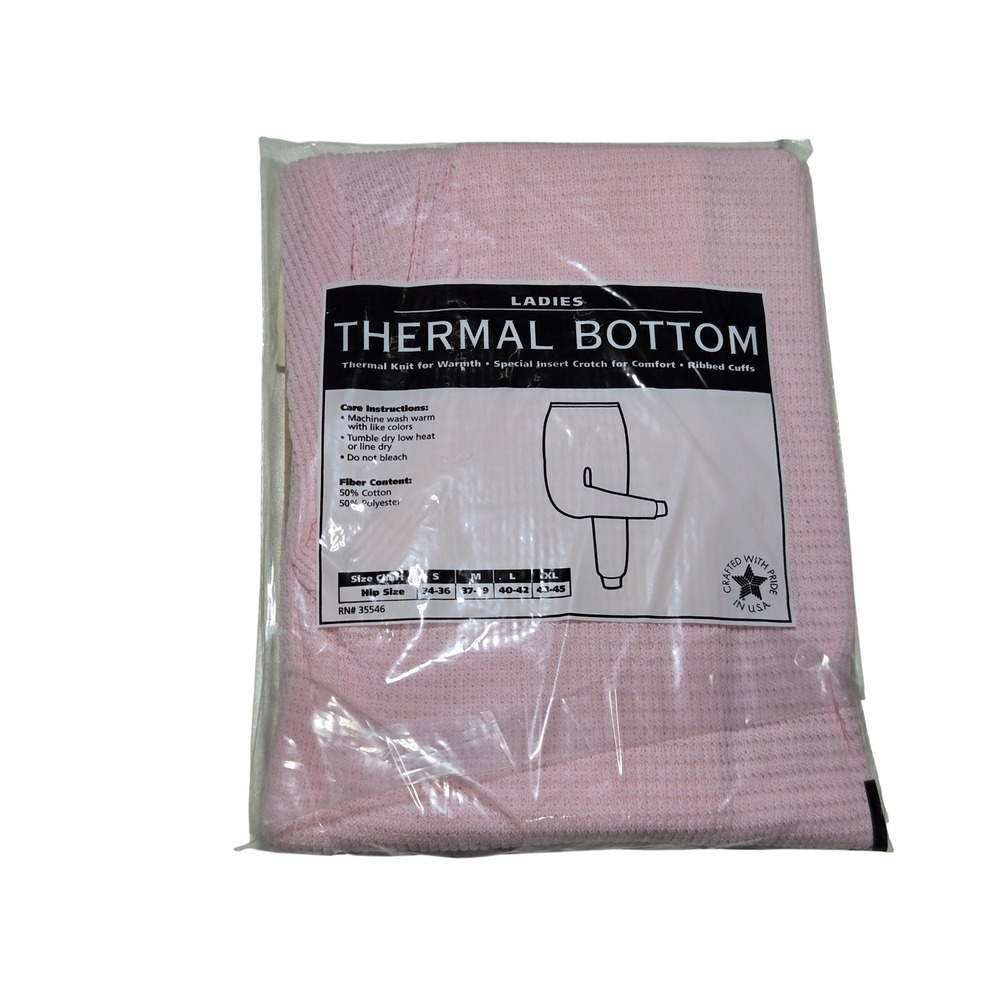 Trend Basics Pink Thermal Bottoms Waffle Knit Lace Trim XL Vintage New